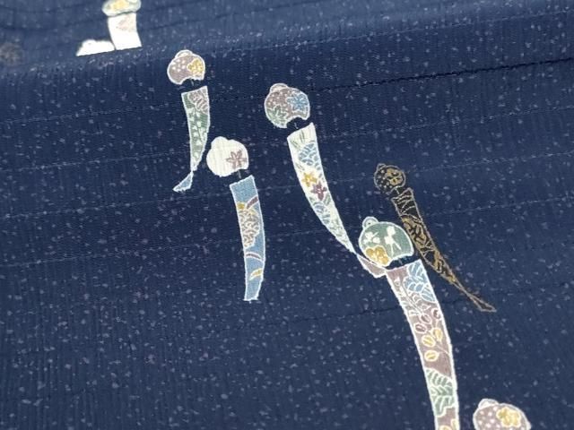 平和屋着物＊夏物　小紋　絽　風鈴　金彩　洗える着物　AABC9951jd 平和屋着物＊夏物 小紋 絽 風鈴 金彩 洗える着物 AABC9951jd