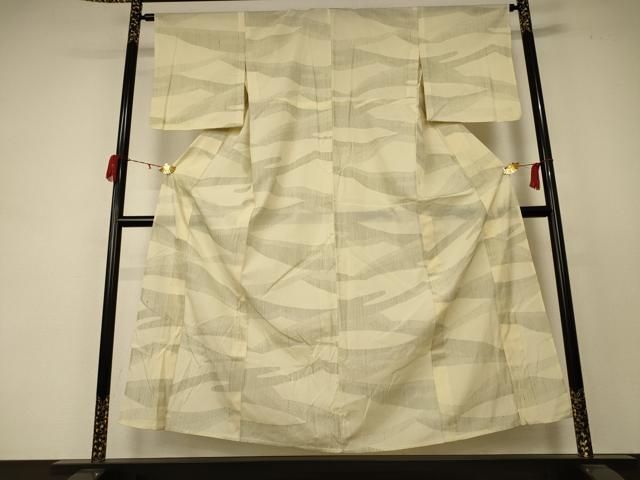 平和屋着物＊夏物 小紋 縦絽 幾何学文様 正絹 逸品 AABC9952jd