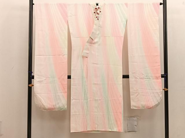 平和屋着物●振袖用長襦袢　袷　流線文　暈し染め　半衿刺繍　正絹　逸品　BAAV8241mz 平和屋着物○振袖用長襦袢 袷 流線文 暈し染め 半衿