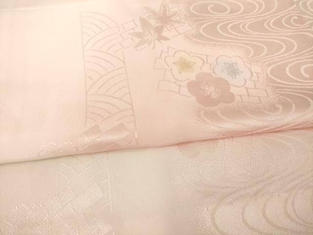 平和屋着物●振袖用長襦袢　無双仕立て　花筏地紋　暈し染め　半衿刺繍　正絹　逸品　AABC8654ck 平和屋着物○振袖用長襦袢 無双仕立て 花筏地紋 暈し染め 半