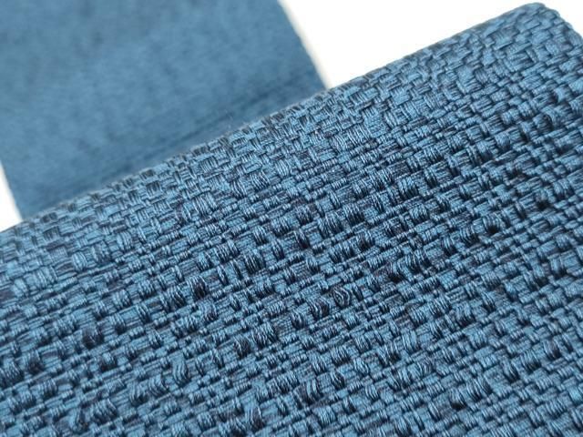 平和屋着物○男性 本場筑前博多織 角帯 宝来織 鉄御納戸色 正絹 逸品