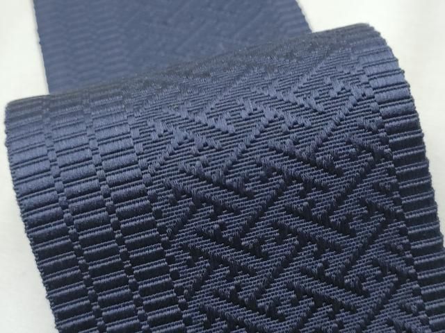 平和屋着物○男性 本場筑前博多織 角帯 献上 黒紅色 正絹 逸品 未使用