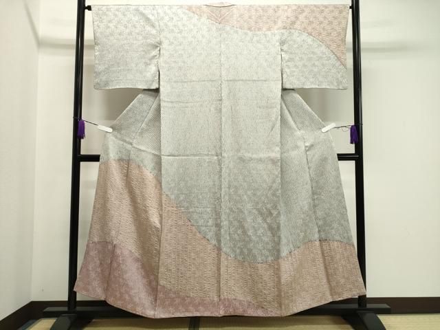 平和屋着物●訪問着　立波飛鶴文　暈し染め　銀彩　正絹　逸品　CAAZ3556yc 平和屋着物○訪問着 立波飛鶴文 暈し染め 銀彩 正絹