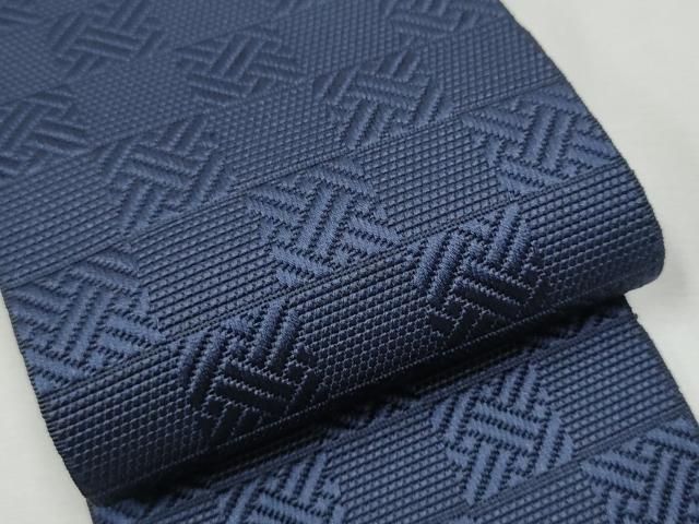 平和屋着物○男性 本場筑前博多織 角帯 両面 市松文 黒紅色 博多金