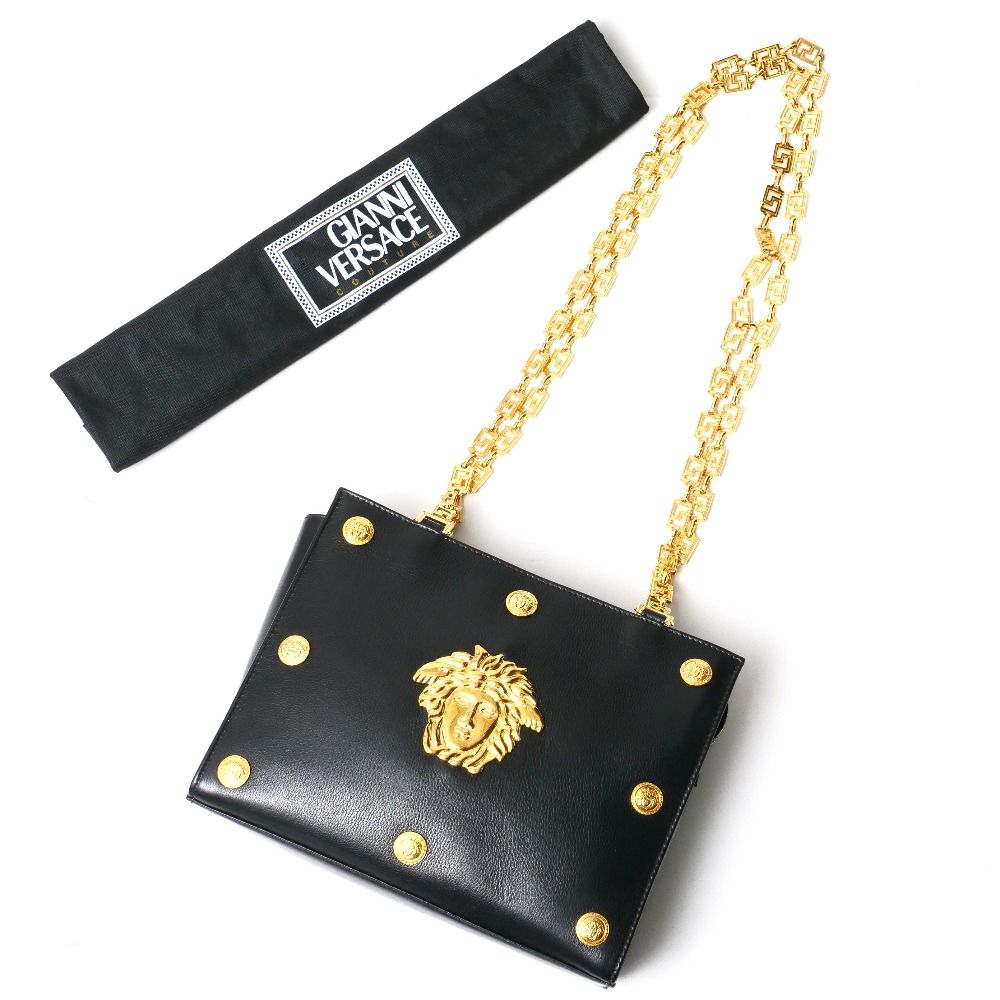 未使用 VERSACEジャンニ・ヴェルサーチ 巾着ショルダーバッグ定価12万円〜 GIANNI VERSACE ジャンニヴェルサーチ 2wayハンドバッグ ショルダー