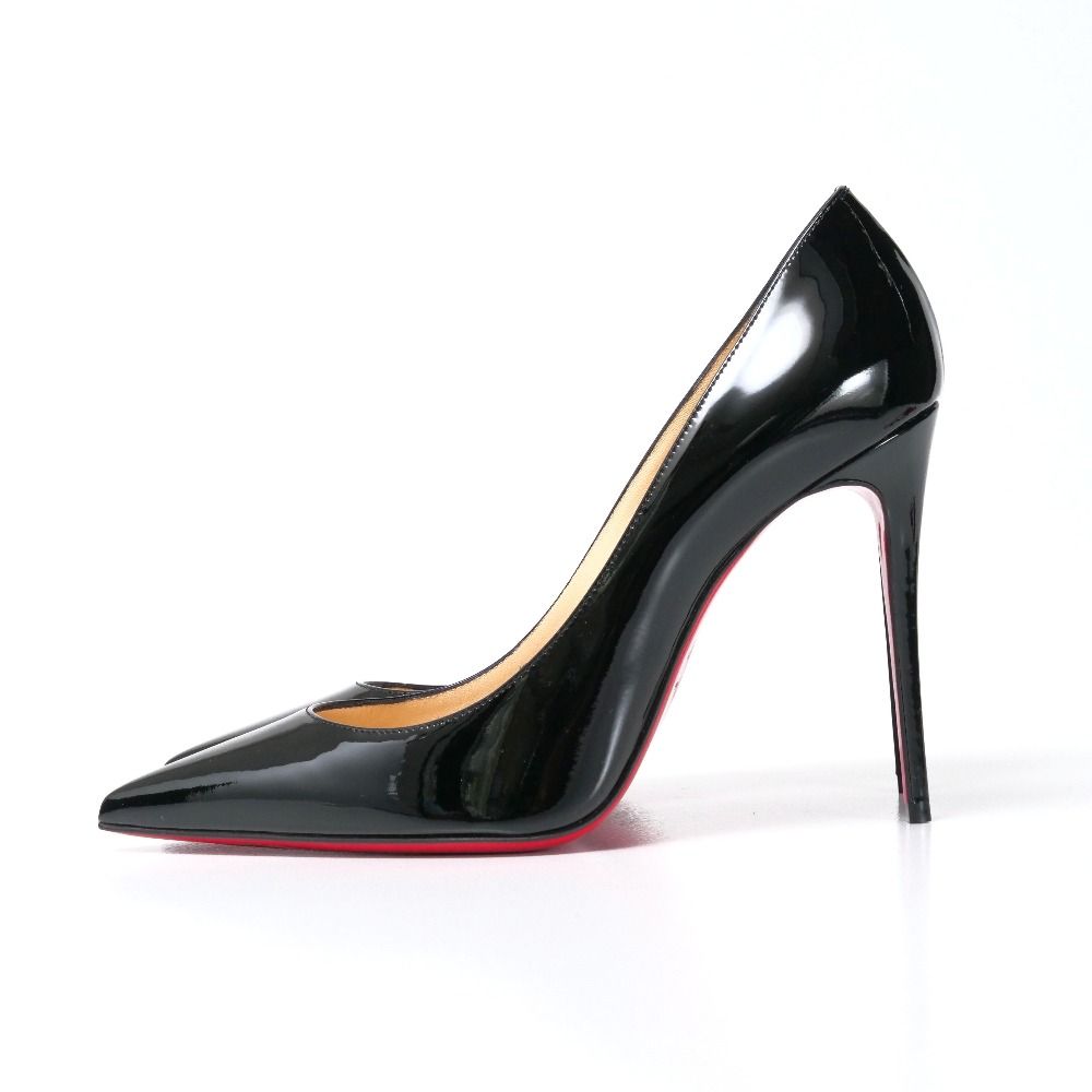 クリスチャンルブタン　オープントゥ　ハイヒール　エナメルレザー　38 1/2 □未使用品□Christian Louboutin クリスチャンルブタン KATE ケイト