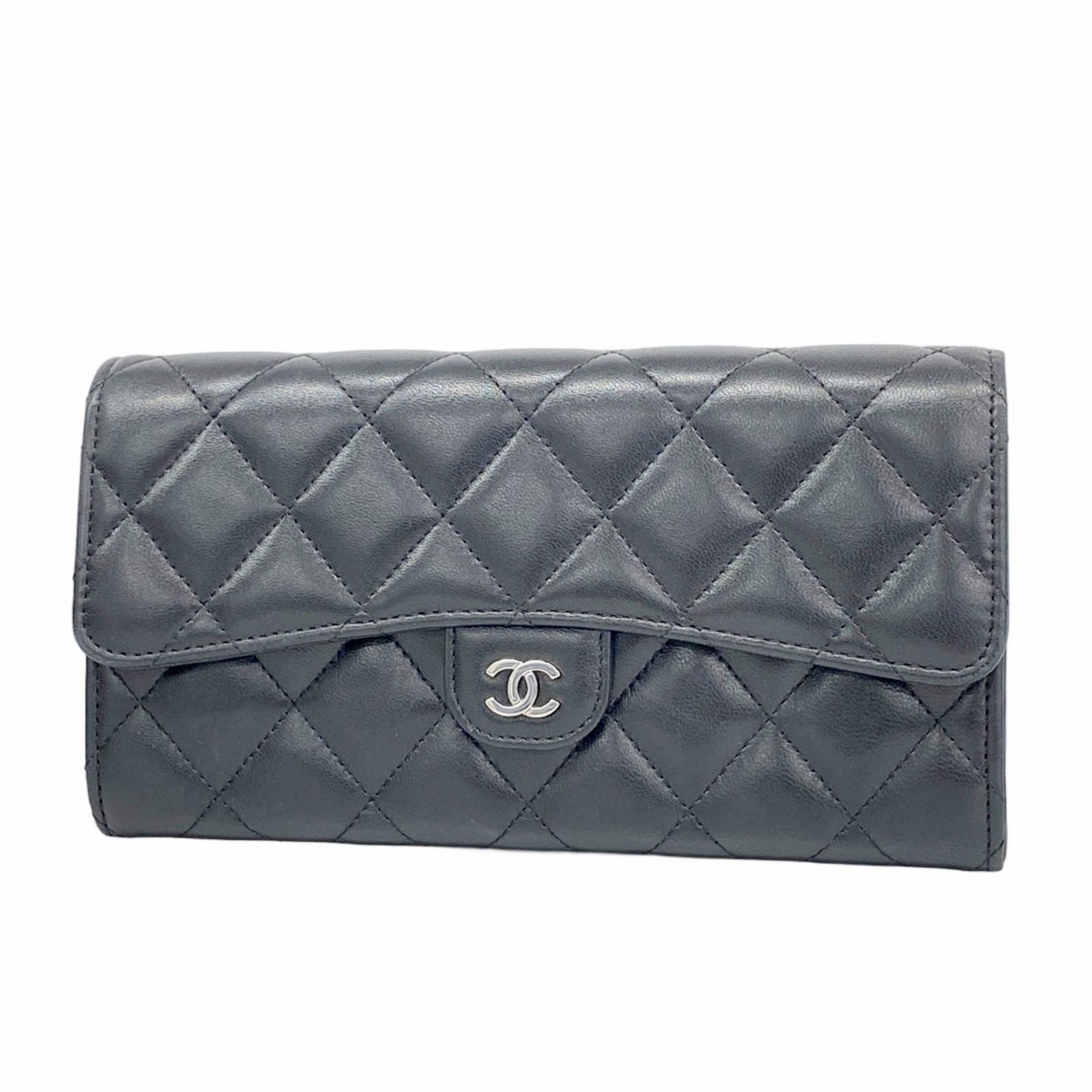 稀少 CHANEL19 長財布 マトラッセ ラムスキン グレー シャネルCHANEL19 マトラッセラムスキン長財布グレー