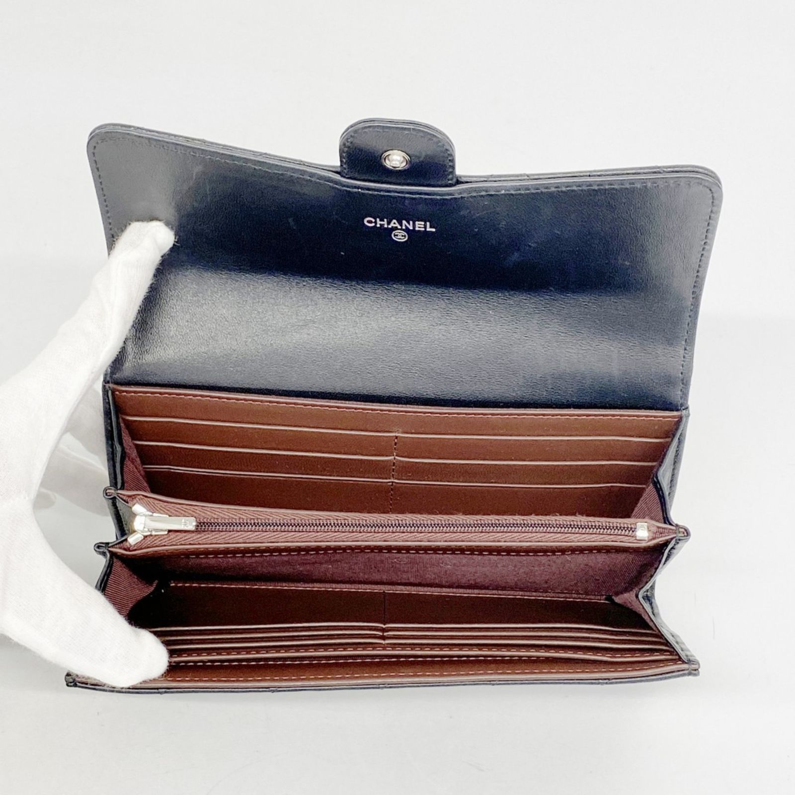 シャネル(Chanel) シャネル 長財布 マトラッセ ラムスキン ブラック