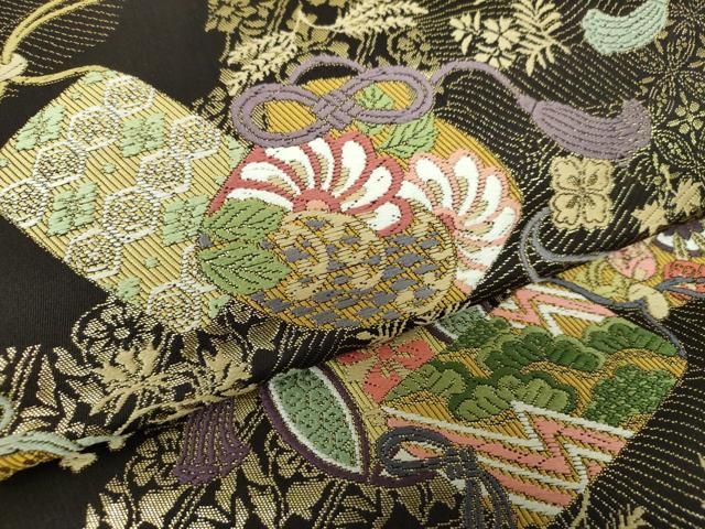 平和屋着物○六通柄袋帯 唐織 虎文錦 流麗富貴文 金糸 正絹 逸品 未