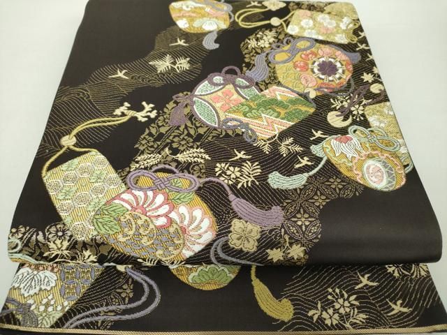 平和屋着物○六通柄袋帯 唐織 虎文錦 流麗富貴文 金糸 正絹 逸品 未