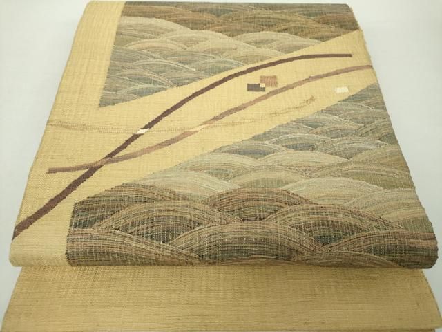 平和屋着物◎太鼓柄袋帯 すくい織 草花文 正絹 逸品 DAAX6269jm 平和屋