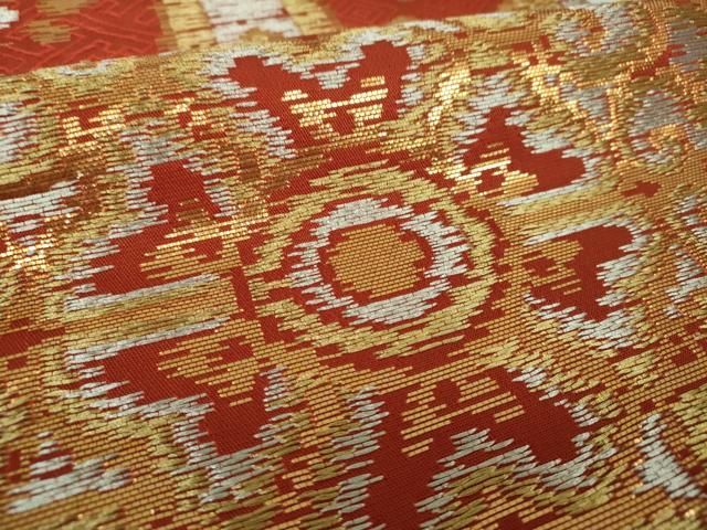 平和屋着物○龍村平蔵柄 六通柄 本袋帯 小蜀江 金銀糸