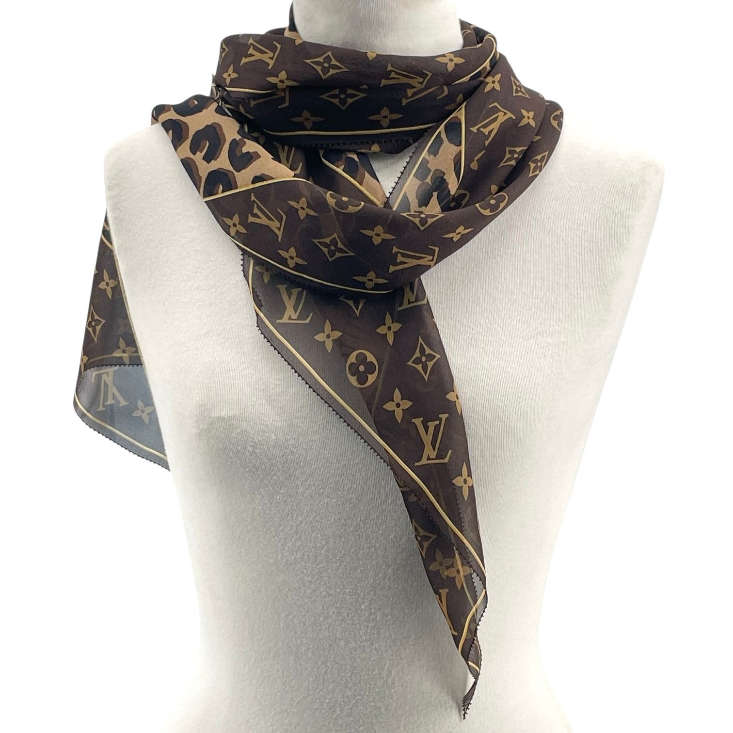 極美品 LOUIS VUITTON ルイ ヴィトン シルク スカーフ レオパード