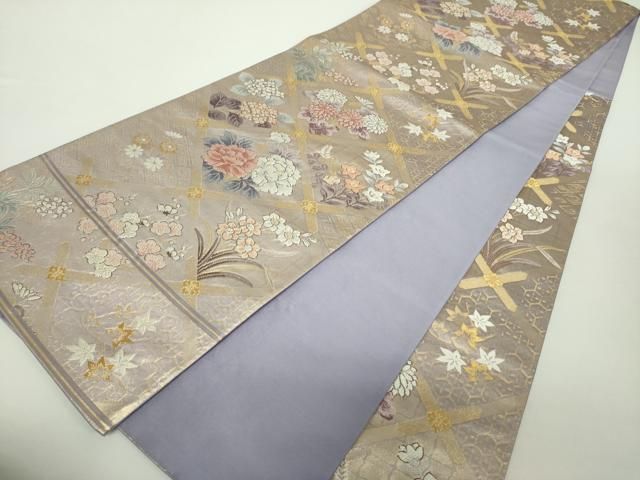 平和屋着物□極上 西陣 河村織物 河村つづれ 八寸名古屋帯 洋花