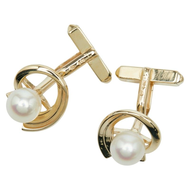 美品✨MIKIMOTO ミキモト　K14YG 11g パール　カフス ミキモト カフス カフリンクス K14YG イエローゴールド レディース