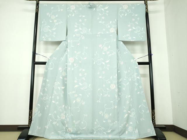 平和屋着物●上質な小紋　ろうけつ染め　花鳥唐草文　ロング丈　正絹　逸品　DAAY1963ps 平和屋着物○上質な小紋 ろうけつ染め 花鳥唐草文 ロング丈 正絹 逸品
