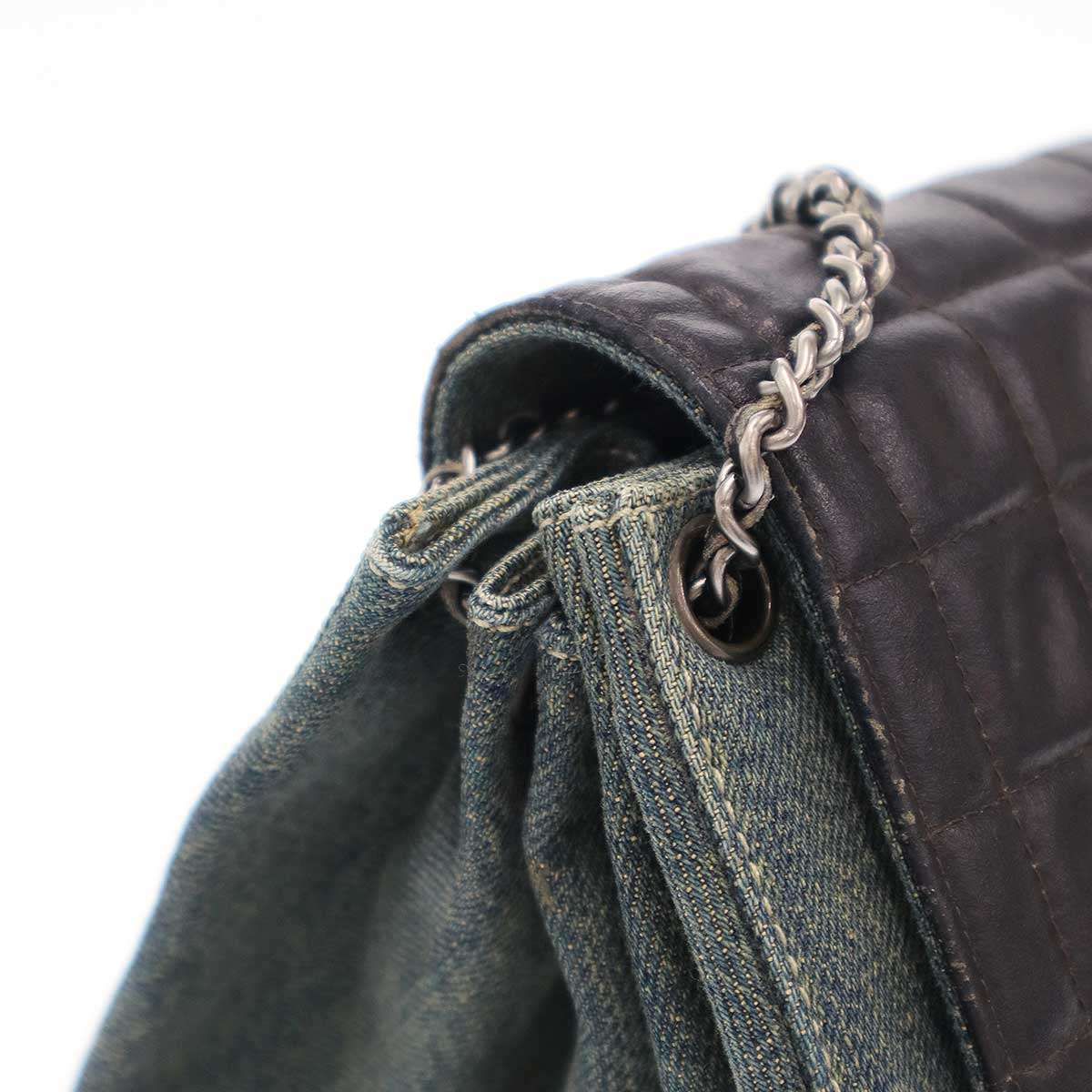 CHANEL シャネル 2.55 チョコバー Wチェーン デニムショルダーバッグ 