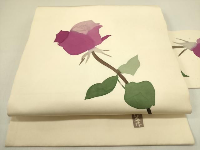 平和屋着物○日展染色作家 高久空木 ろうけつ染 塩瀬 九寸名古屋帯