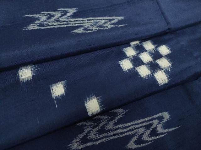 平和屋着物○民芸絣 繭彩織 格子七宝 証紙付き 正絹 逸品 DAAZ0505ps