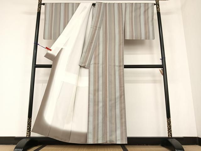 平和屋着物○お召 竹縞 正絹 逸品 AAU8237zg お召 縞の通販