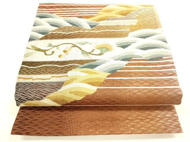 平和屋着物○つけ帯 すくい織 動物文 正絹 逸品 DAAX8817cm