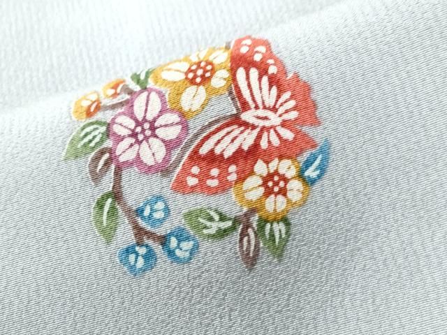 平和屋着物○上質な小紋 型染め 花蝶文 正絹 逸品 未使用 AABB0431ph
