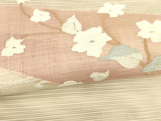 平和屋着物＊夏物 八寸名古屋帯 絽綴れ 枝花文 金銀糸