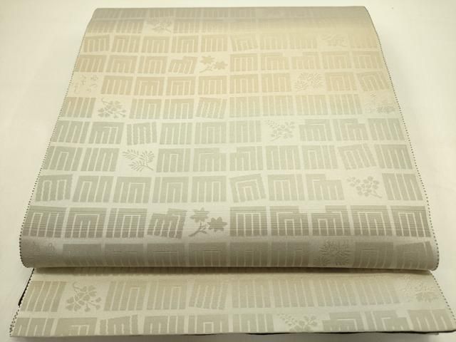 平和屋着物○両面 全通柄袋帯 幾何学文様 正絹 逸品 未使用