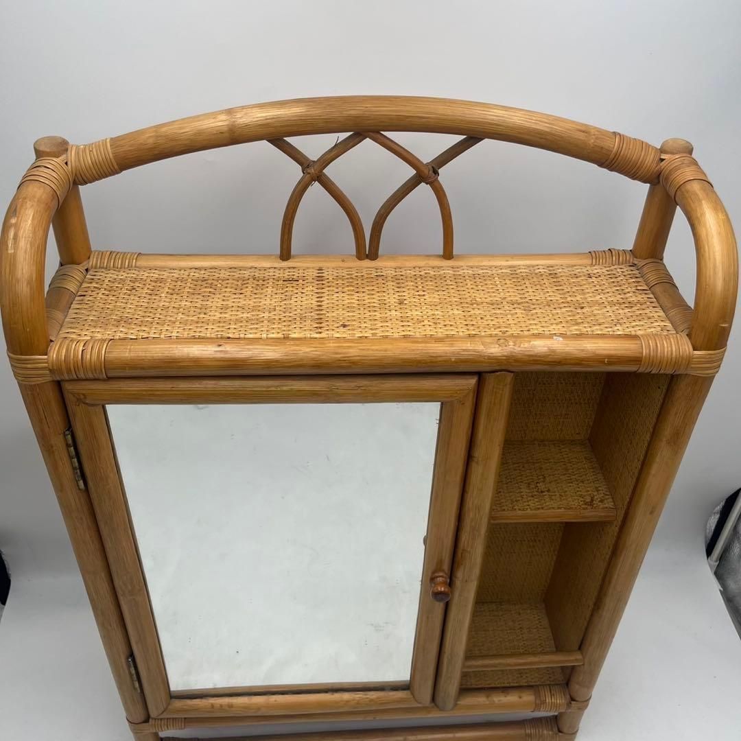 良品】 ラタン ミラー 収納 昭和レトロ アンティーク - メルカリ