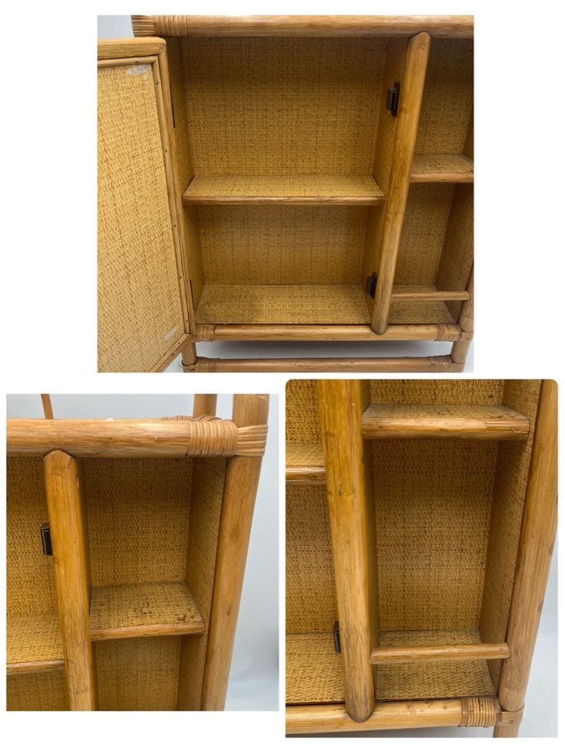 良品】 ラタン ミラー 収納 昭和レトロ アンティーク - メルカリ