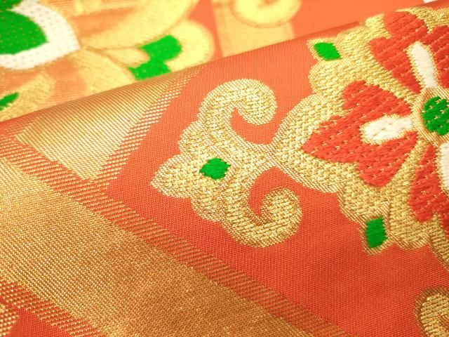 平和屋着物○西陣 川島織物 六通柄 本袋帯 唐織 宝相華 金糸 正絹 逸品