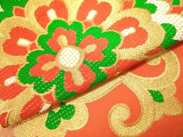 平和屋着物○西陣 川島織物 六通柄 本袋帯 唐織 宝相華 金糸 正絹 逸品