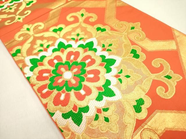 平和屋着物○西陣 川島織物 六通柄 本袋帯 唐織 宝相華 金糸 正絹 逸品