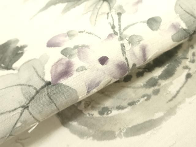 平和屋着物○九寸名古屋帯 作家物 手描き 髭紬 草花 正絹 逸品