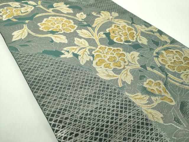 501my8◇三越 川島織物 ペイズリー 更紗 銀糸 金糸 六通 本袋帯◇美品 平和屋着物○西陣 川島織物 六通柄 本袋帯 更紗花鳥文 金銀糸 正絹