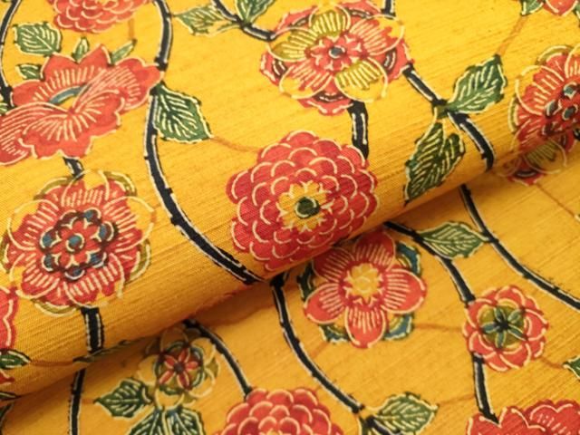 平和屋着物○九寸名古屋帯 生紬 地紙重ね蔦の葉