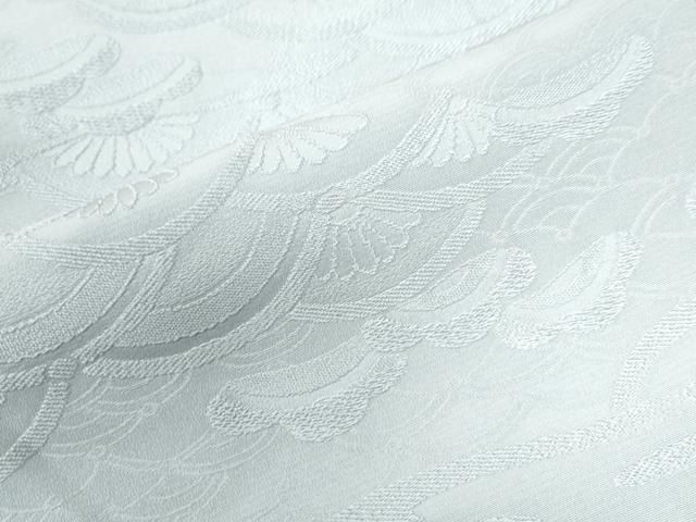 平和屋着物○上質な色無地 エ霞菊青海波地紋 月白色 正絹 逸品