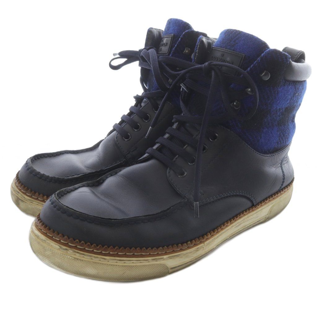 Louis Vuitton ハイカットスニーカー　サイズ7.5 ルイヴィトン LOUIS VUITTON チェック切替 ハイカット スニーカー 7.5