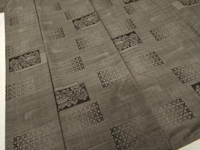 平和屋着物○本場大島紬 9マルキ エ霞色紙重ね草花文 正絹 逸品 CAAZ3070yc