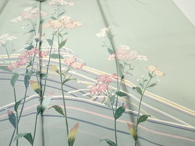 平和屋着物●十日町友禅作家　阿部佳雪　付下げ　反物　着尺　友禅　草花文　上代29万　逸品　未使用　DAAW8102zzz 平和屋着物○十日町友禅作家 阿部佳雪 付下げ 反物 着尺 友禅 草花文