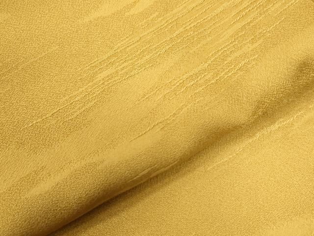 平和屋着物○上質な色無地 霞吉祥地紋 黄唐茶色 正絹 逸品