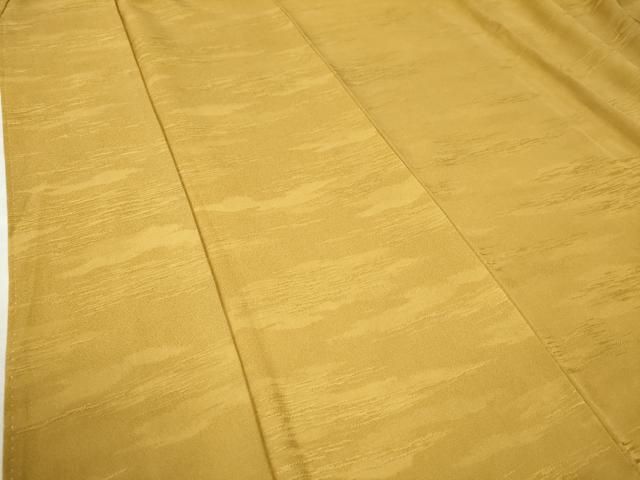 平和屋着物○上質な色無地 霞吉祥地紋 黄唐茶色 正絹 逸品