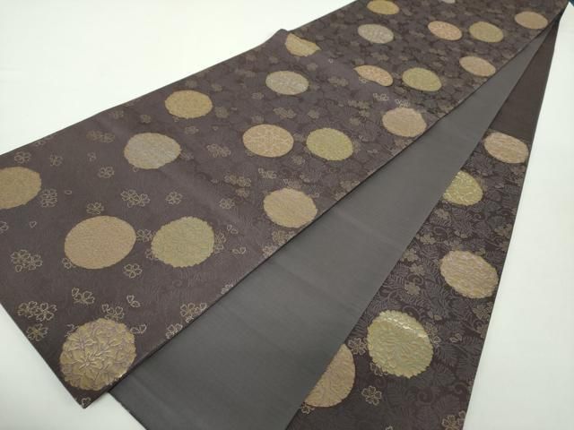 平和屋着物○六通柄袋帯 横段更紗華文 金糸 正絹 逸品 DAAY1856ps