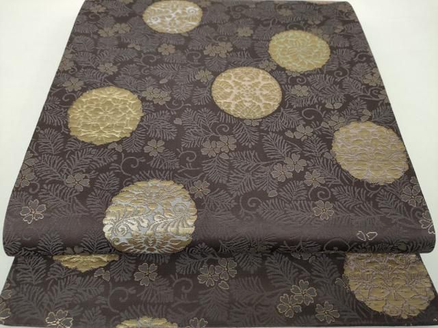 平和屋着物○六通柄袋帯 横段更紗華文 金糸 正絹 逸品 DAAY1856ps