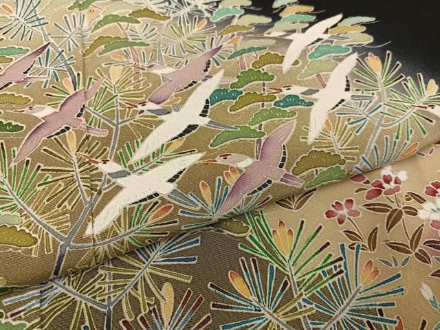 平和屋着物○京加賀友禅 百貫達雄 黒留袖 立波草花文 正絹 逸品 未使用