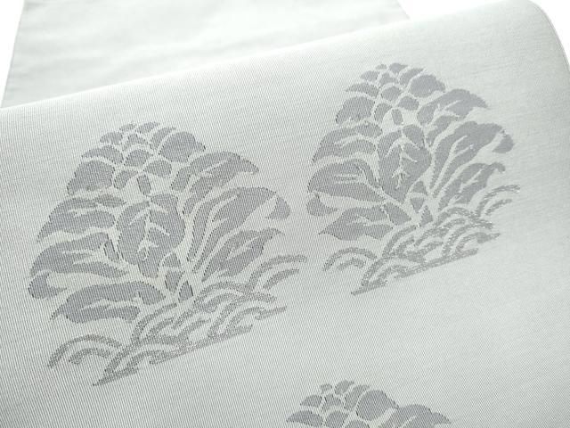 平和屋着物●爪掻き本綴れ　八寸名古屋帯　草花文　灰青色　正絹　逸品　CAAZ4300hy 平和屋着物○爪掻き本綴れ 八寸名古屋帯 草花文 灰青色