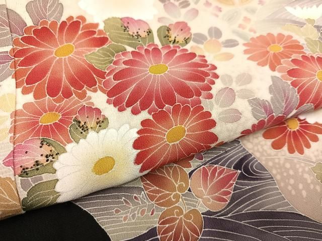 平和屋着物○京加賀友禅 百貫達雄 黒留袖 立波草花文 正絹 逸品 未使用