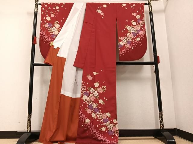 平和屋着物○小振袖 二尺袖 舞花文 銀彩 洗える着物 AABC6075ph - メルカリ