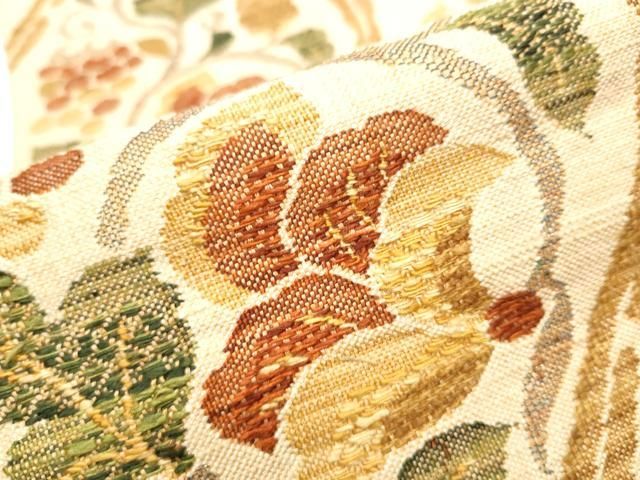 平和屋着物●八寸名古屋帯　紬地　立涌枝花文　正絹　逸品　CAAZ4270hy 平和屋着物○八寸名古屋帯 紬地 立涌枝花文 正絹