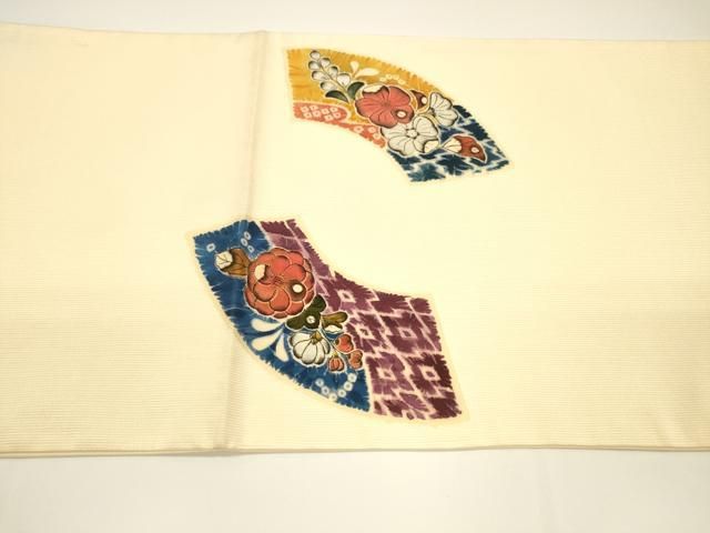 平和屋着物●太鼓柄袋帯　地紙草花文　辻が花　正絹　逸品　DAAY8033cm 平和屋着物○太鼓柄袋帯 地紙草花文 辻が花 正絹 逸品 DAAY8033cm